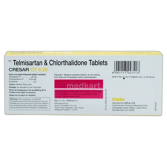 cresar ct 40/6.25mg tablet 10's